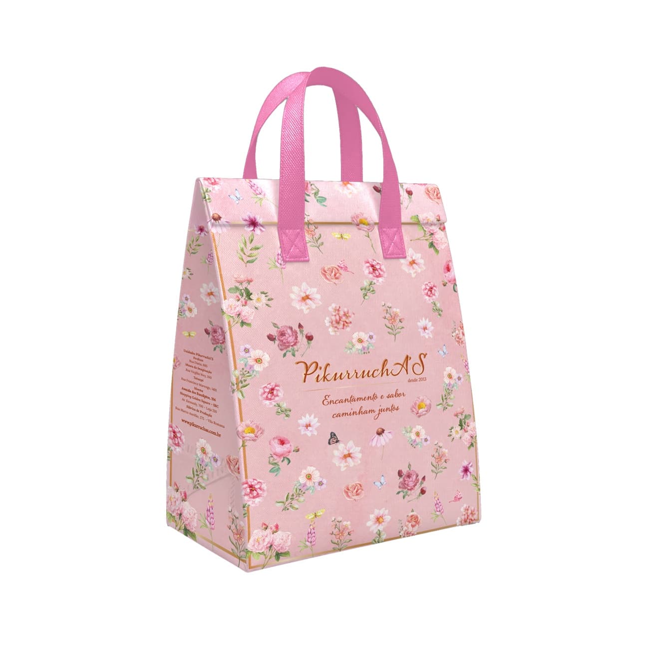 Personalisierte Thermotasche mit Blumenmuster.